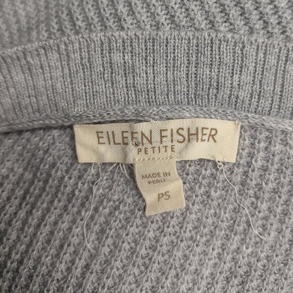 Eileen Fisher gray Organic Cotton dolman sleeve knit thin sweater Small Petite - Picture 6 of 7